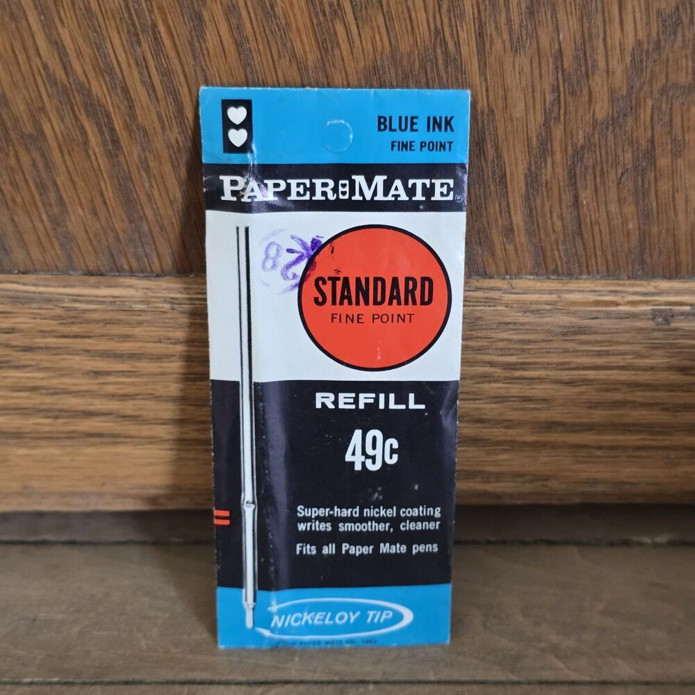 Vintage Paper Mate Blue Standard Fine Point Nickeloy Tip Refill Sealed Writing